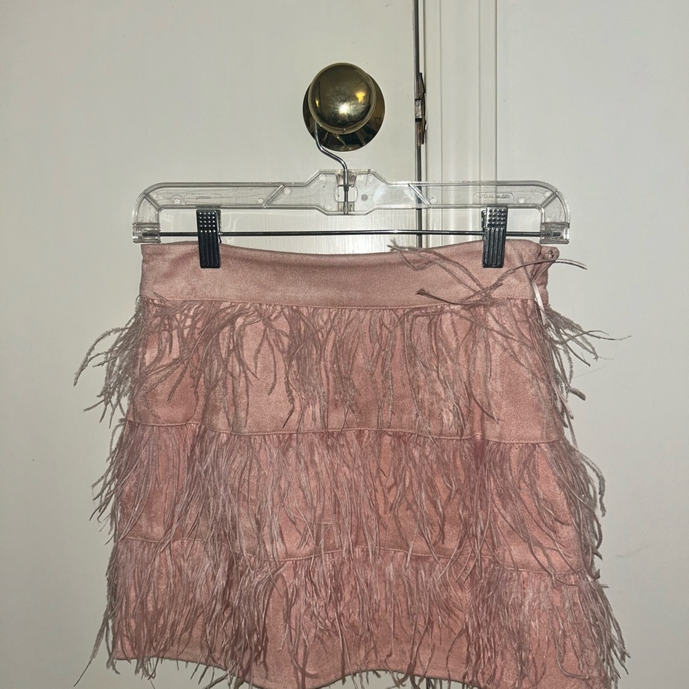 Blue B feathered mini skirt